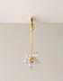 gold pierced drop earrings with chain and clear round crystal flower charm, elegant feminine style