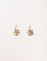 gold pierced stud earrings with clear crystal cluster and a curved textured design, elegant style
