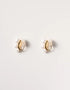 Gold-tone pierced stud earrings with trio of white pearls in minimalist modern style