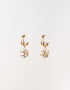 Gold-tone pierced hoop earrings with clear crystal cluster drop, elegant fashion jewelry